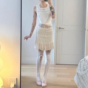 Loveshackfancy white lace midi skirt